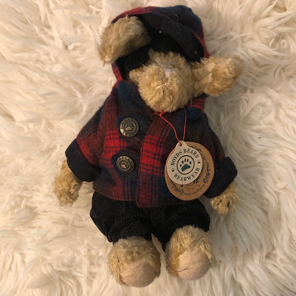 Boyds Bears Plush Bunny in Red and Black Plaid Hoodie